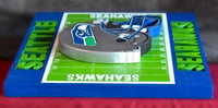 Image 7 of Seattle Seahawks Hand Crafted NFL 3D Wooden Team Helmet Wall Hanging Artwork. 