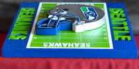 Image 8 of Seattle Seahawks Hand Crafted NFL 3D Wooden Team Helmet Wall Hanging Artwork. 
