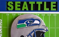 Image 11 of Seattle Seahawks Hand Crafted NFL 3D Wooden Team Helmet Wall Hanging Artwork. 