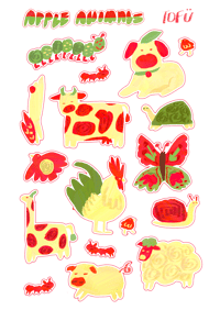 APPLE ANIMALS TRANSPARENT STICKER SHEET