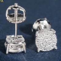 Image 4 of Round  earing 7mm plaque or / argent 925+ moissanite