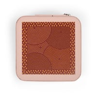 Image 3 of Compact Travel Jewelry Case — Portable Ring & Earring Organizer (Dusty Rose, Geometric Design)
