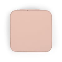 Image 4 of Compact Travel Jewelry Case — Portable Ring & Earring Organizer (Dusty Rose, Geometric Design)