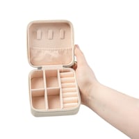 Image 5 of Compact Travel Jewelry Case — Portable Ring & Earring Organizer (Dusty Rose, Geometric Design)