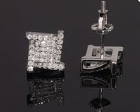 Image 3 of Square  earing 9mm argent 925+ moissanite