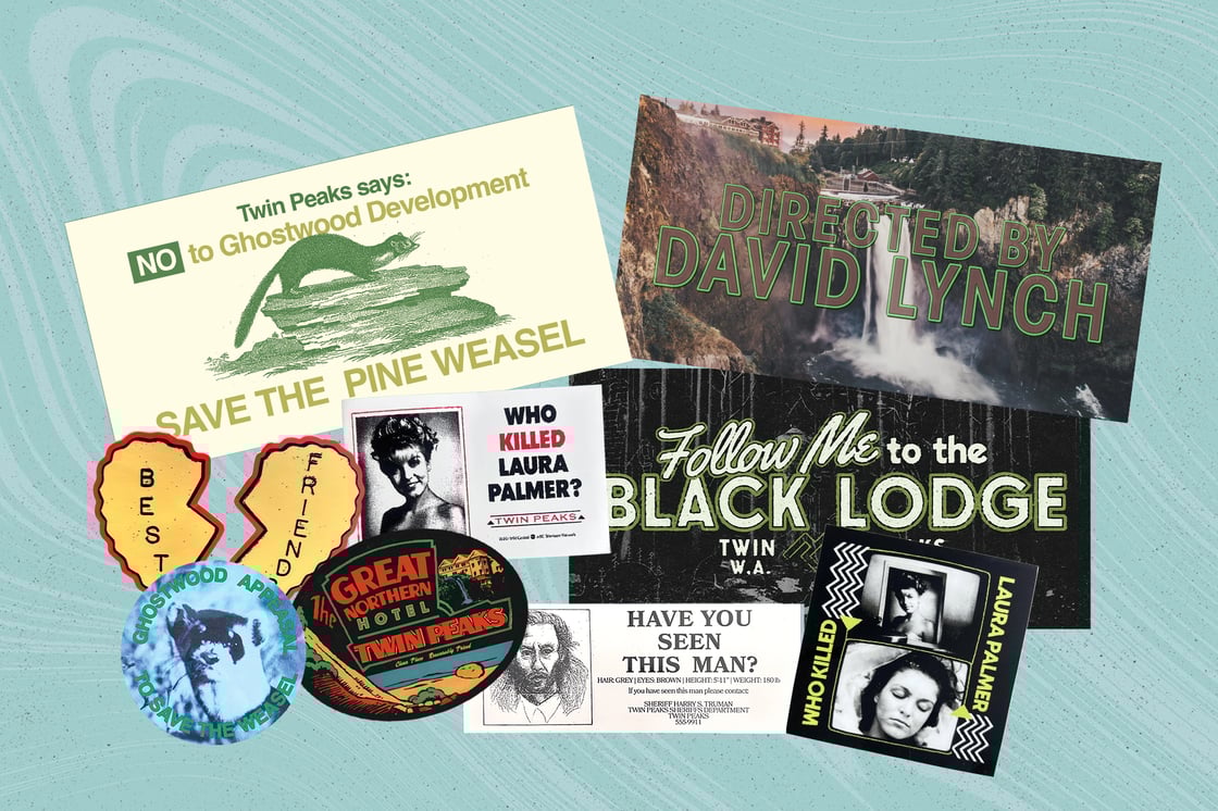 Image of Twin Peaks MEGA sticker pack- 7 stickers, 3 bumper stickers save