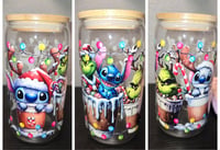 16 oz glass tumbler - stitch grinch