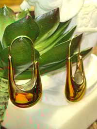 Image 1 of Sculpted Drop Gold Earrings