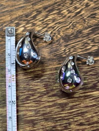 Image 3 of Crystal Teardrop Stud Silver Earrings
