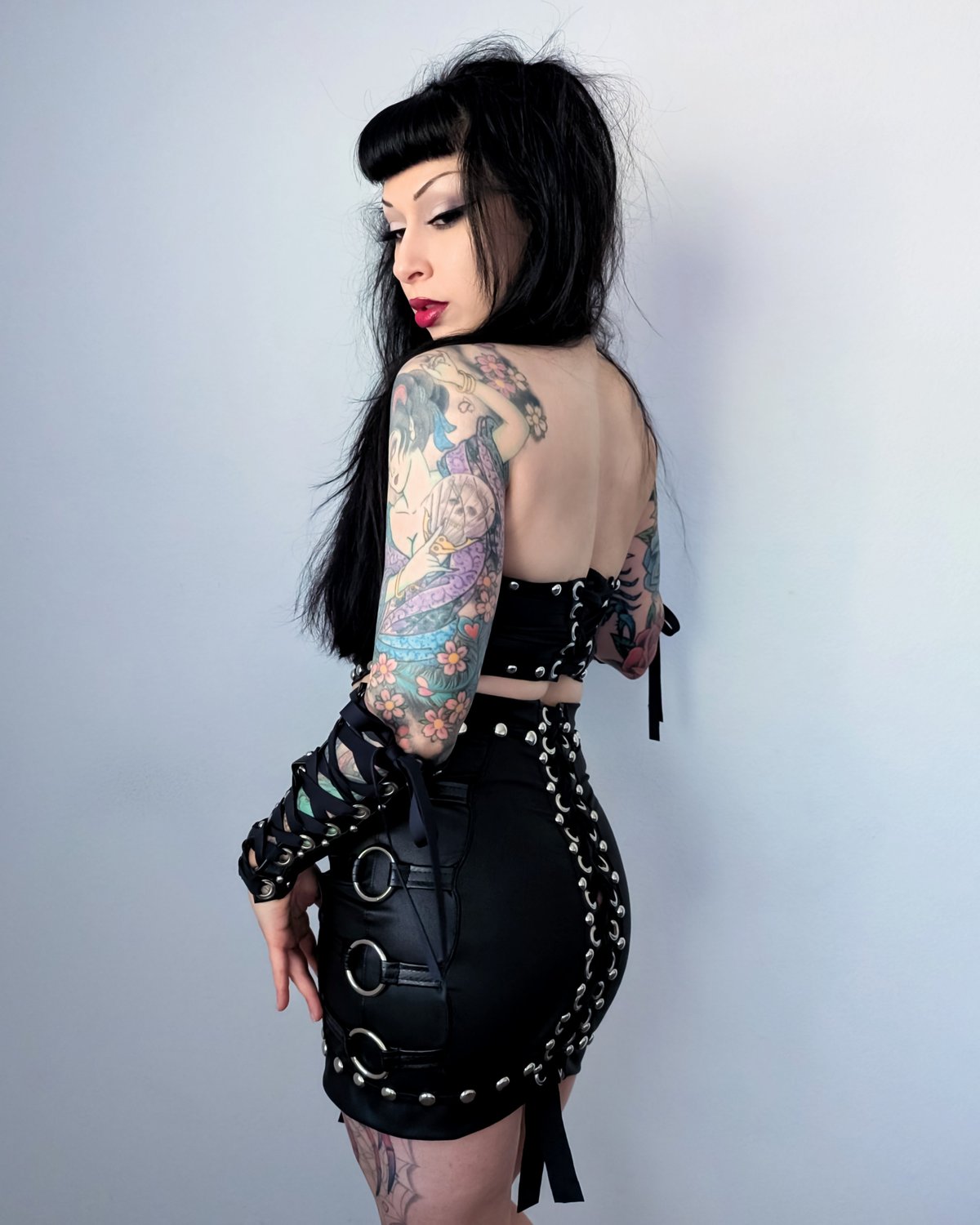 Black Leather Reversible Skirt