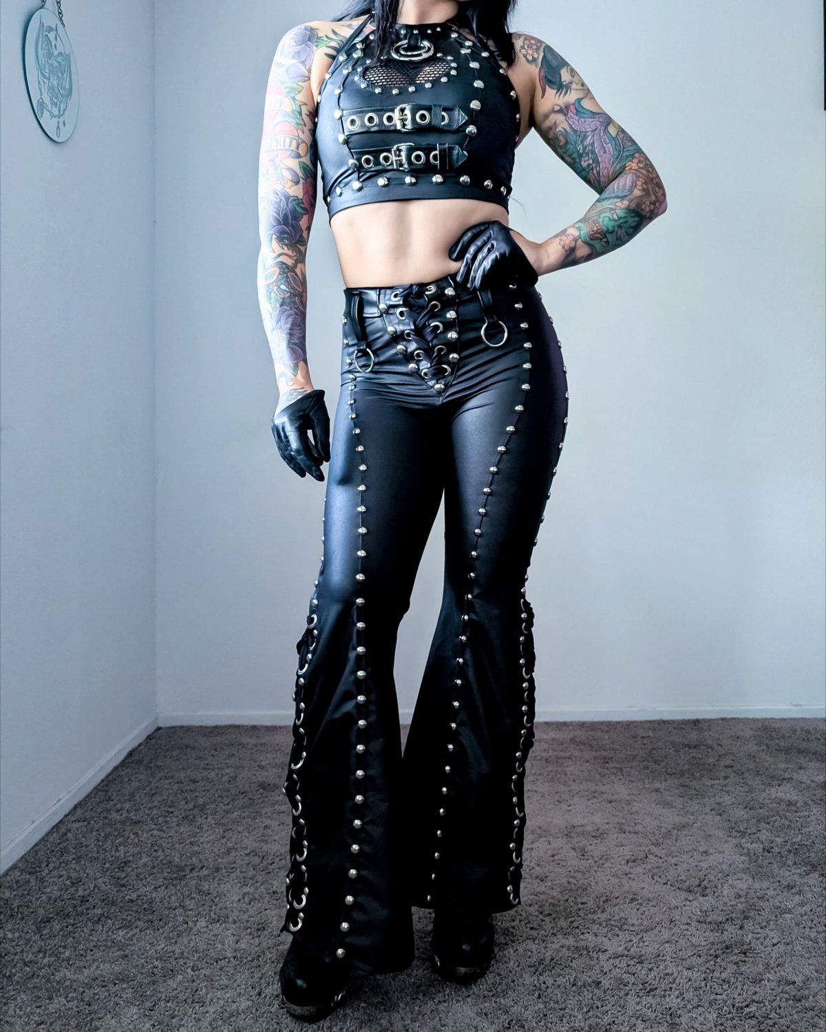 Laceup Bell-Bottom Pants