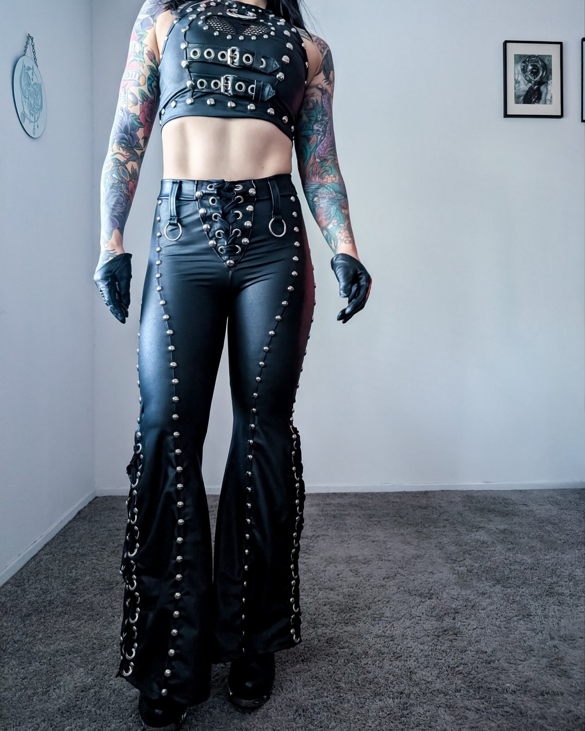 Laceup Bell-Bottom Pants