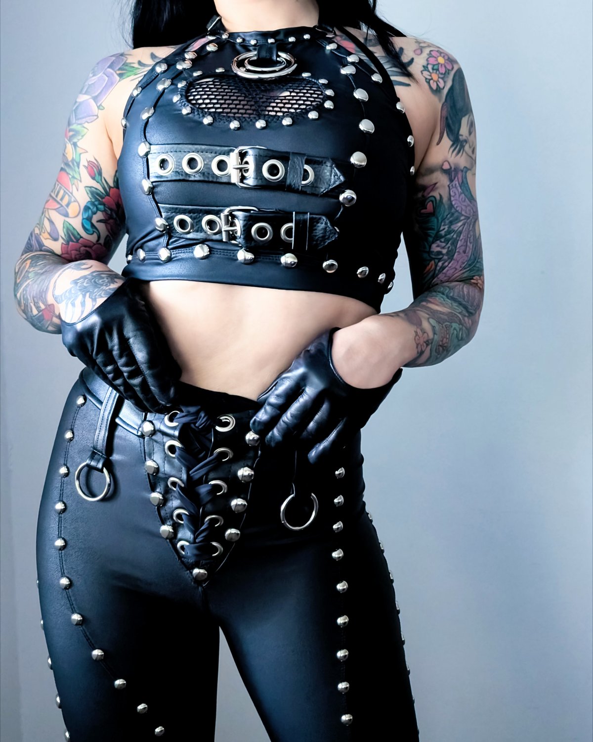 Buckle & Fishnet Halter Top