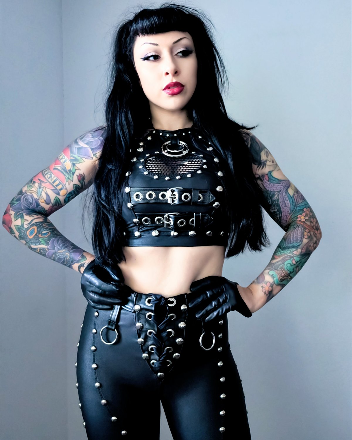 Buckle & Fishnet Halter Top