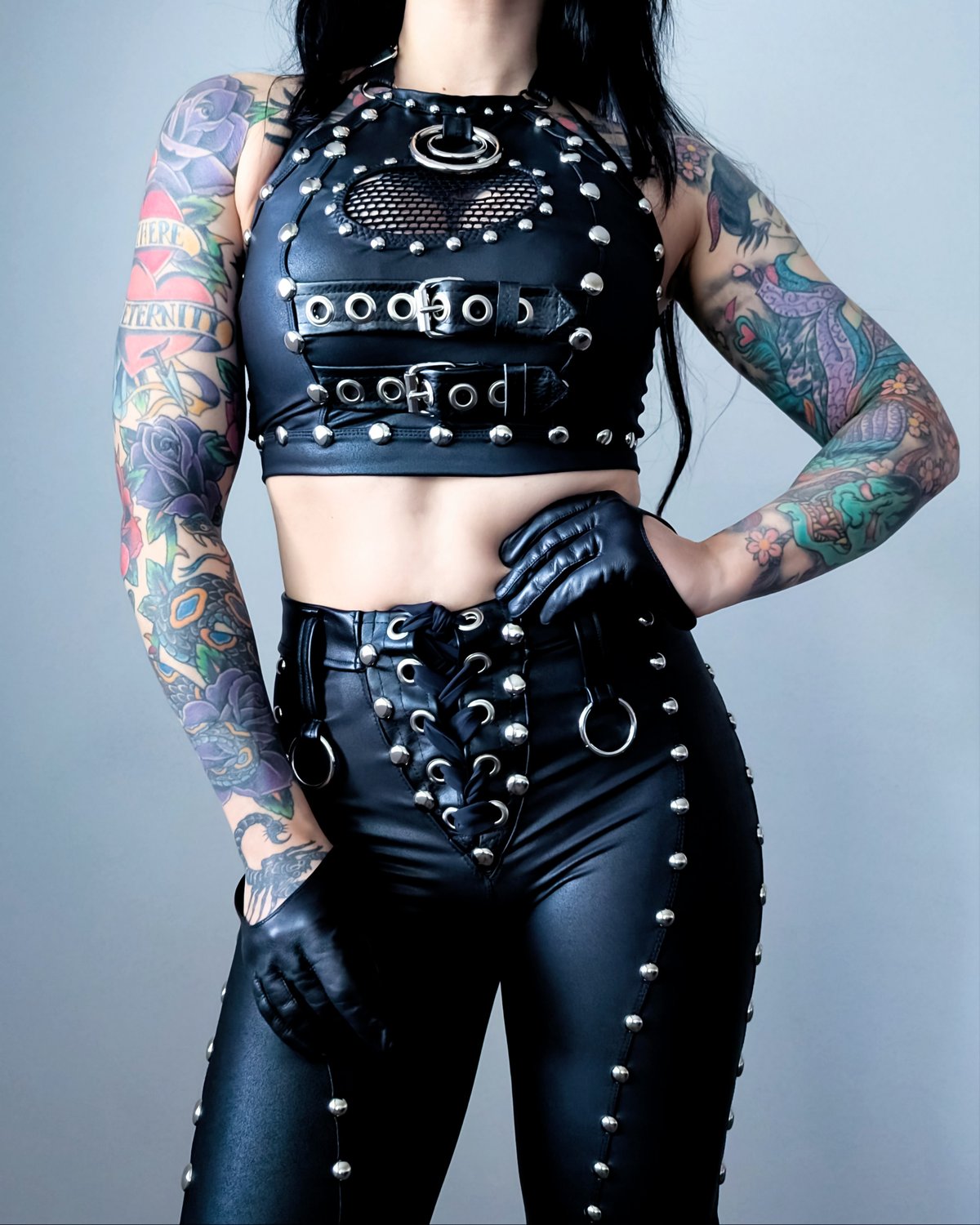 Buckle & Fishnet Halter Top