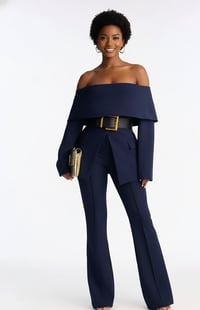 Image 1 of Navy blue belted set