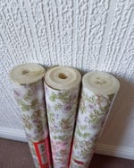 1970s Vintage Melody Mills Wallpaper Rolls - MCM Cottagecore Birds Flowers Floral Lilac - (Set of 3) thumbnail 2