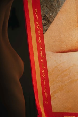 Pañuelo fruta mordida entera.