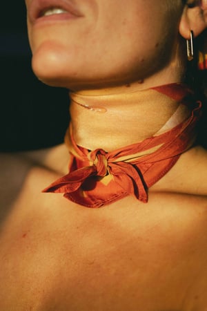 Pañuelo fruta mordida entera.