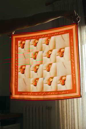 Pañuelo fruta mordida. 