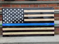 Image 4 of Rustic Handcrafted Wooden American Flag Wall Art – Pine Burnt Finish, 36x20