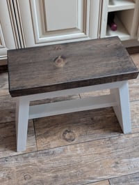 Image 1 of Handcrafted Pine Step Stool: Rustic Farmhouse Decor (14x7.25x11.5)