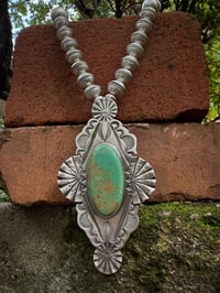 Image 4 of WL&A Handmade Royston Ingot Sunrise Pendant / Mercury Dime Pearl Necklace - Length 28" - 344 Grams