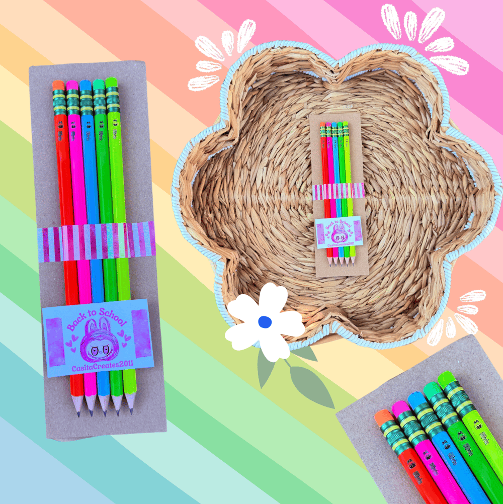 Image of Neon of Full Name Custom Pencils/Lápices con Nombre Completo Personalizados Neón