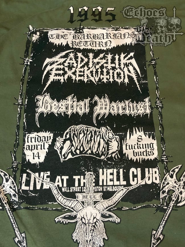BESTIAL WARLUST - OFFICIAL T-SHIRT - '95 LIVE ASSAULT