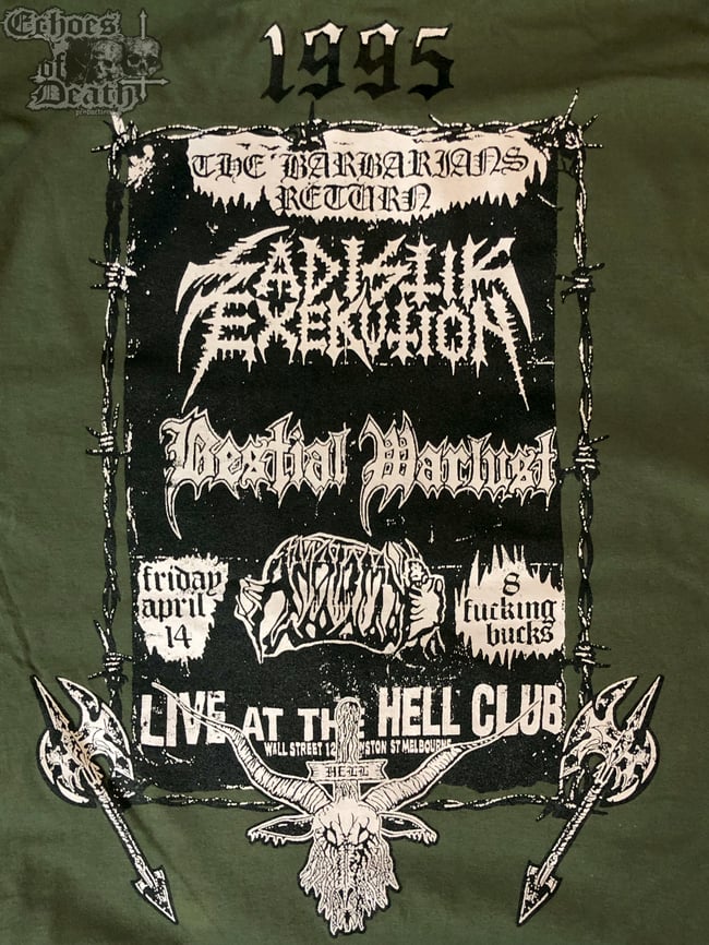 BESTIAL WARLUST - OFFICIAL T-SHIRT - '95 LIVE ASSAULT