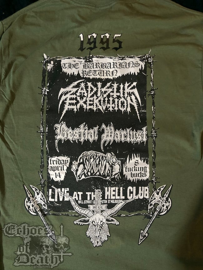 BESTIAL WARLUST - OFFICIAL T-SHIRT - '95 LIVE ASSAULT