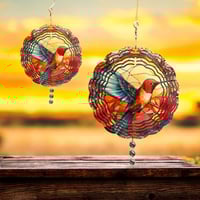hummingbird wind spinner with hanging crystals