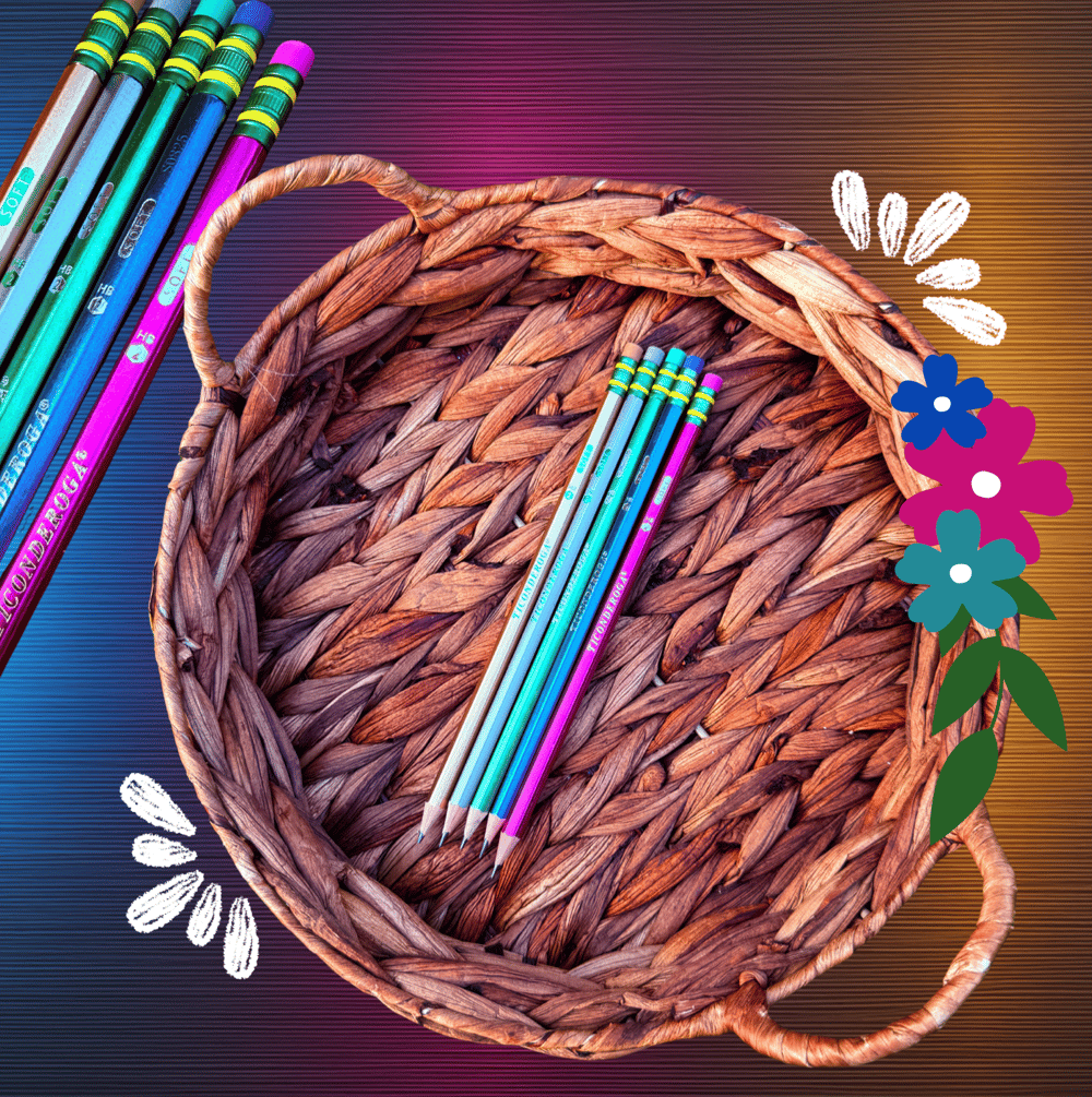 Image of Metallic First and Last Name and Character Pencil