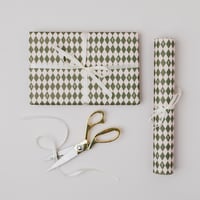 Image 1 of DIAMOND TULIP FLORAL GREEN HARLEQUIN LUXURY GIFT WRAP