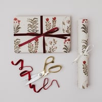 Image 1 of FOUR FLORAL RED BOTANICAL LUXURY GIFT WRAP PAPERS