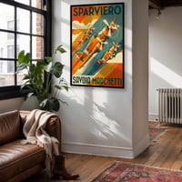 Image 1 of Stampa Fine Art SAVOIA-MARCHETTI SM79 – stampa Art Déco aeronautica anni ’30