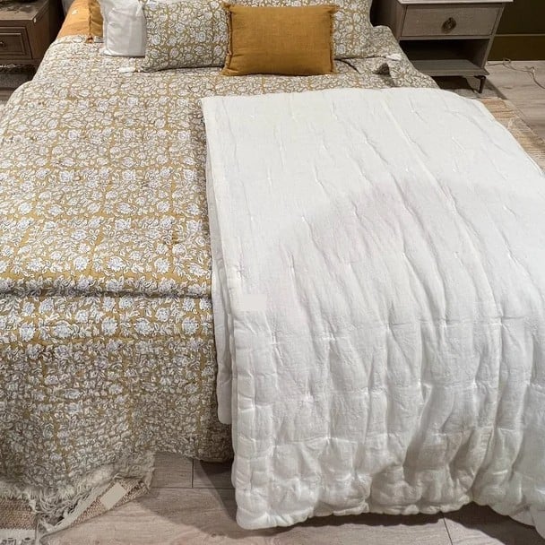 Image of -30% Couvre-lit Lin Lavé CHLOE Ivoire 180 x 230 cm 272€ au lieu de 389€