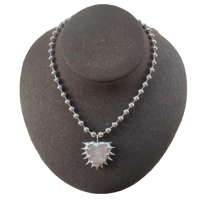 Rose Quartz Heart on 18 Inch Stainless Steel 3mm Ball Chain