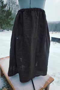 Image 4 of Plus Size Linen Skirt with Pockets- Brown