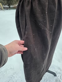 Image 3 of Plus Size Linen Skirt with Pockets- Brown