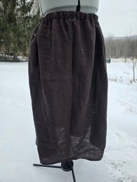 Image 1 of Plus Size Linen Skirt with Pockets- Brown