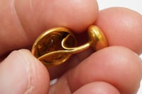 Image 6 of Art Nouveau 10k Yellow Gold Cufflinks - Figural with Floral Motifs and Diamond Accents