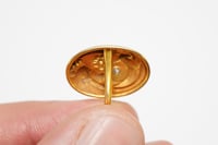 Image 5 of Art Nouveau 10k Yellow Gold Cufflinks - Figural with Floral Motifs and Diamond Accents