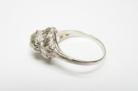 Image 7 of Art Deco 14k White Gold Filigree Ring with Unusual Yellow Stone