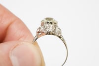 Image 10 of Art Deco 14k White Gold Filigree Ring with Unusual Yellow Stone