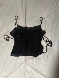 Image 3 of Vintage 90s / Y2K black beaded open back cami top, UK size 6 - 12 