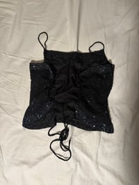 Image 4 of Vintage 90s / Y2K black beaded open back cami top, UK size 6 - 12 