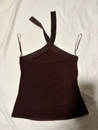 Image 3 of Vintage 90s / Y2K brown embroidered and embellished halter neck top size UK size 10