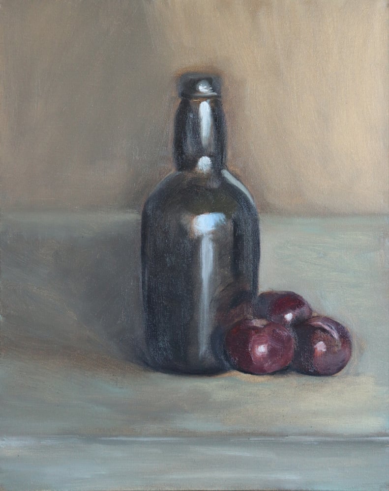 Image of Prunes et bouteille