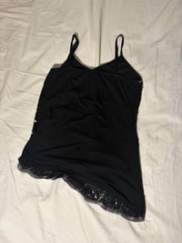 Image 4 of Y2K black and silver sequin butterfly cami, asymmetrical hem size UK 8 - 10 